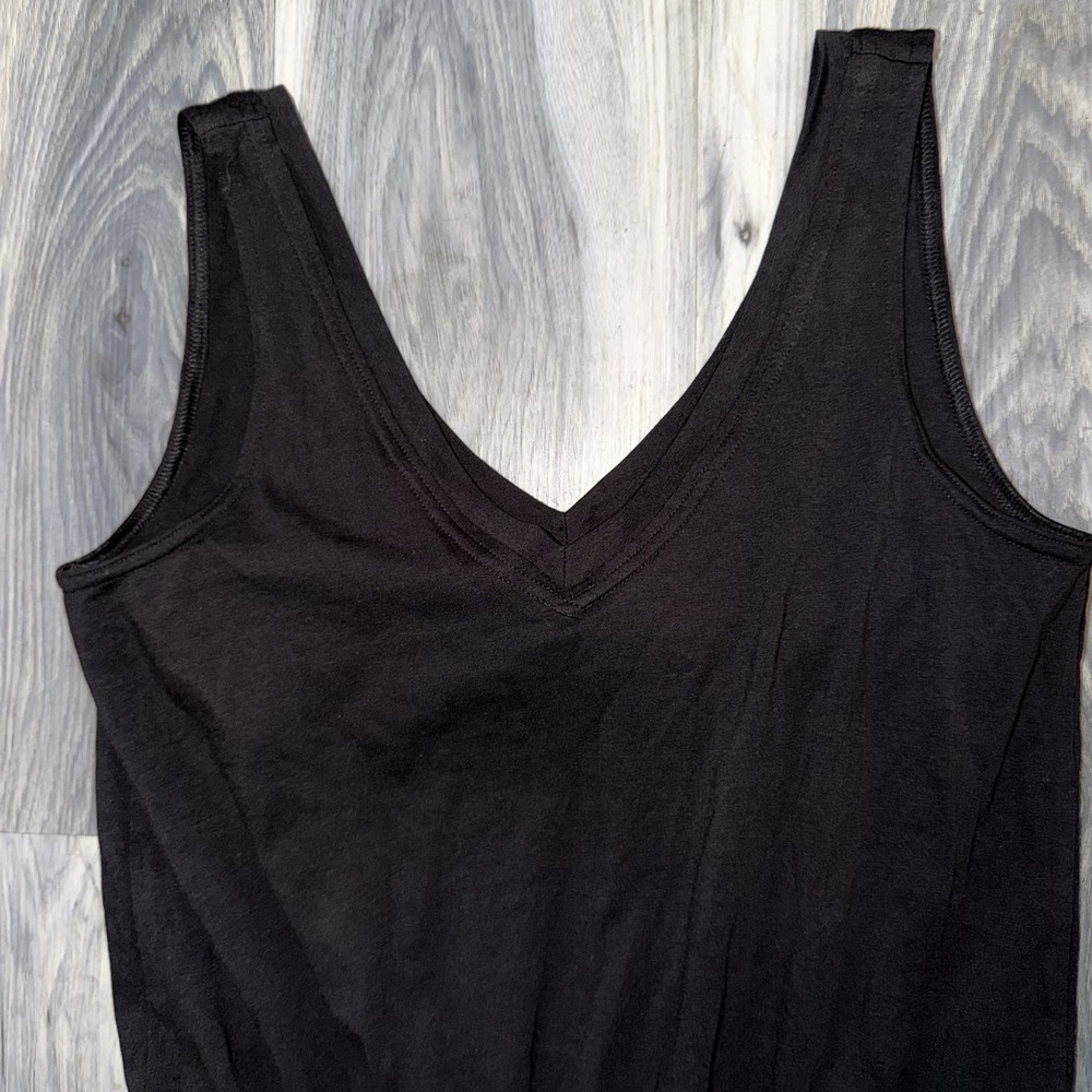 Pact Womens S Black Organic Cotton Blend Tank Cropped Jumpsuit Romper Stretch - Picture 6 of 8